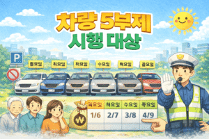 차량 5부제 시행 대상 확인 조건 확인
